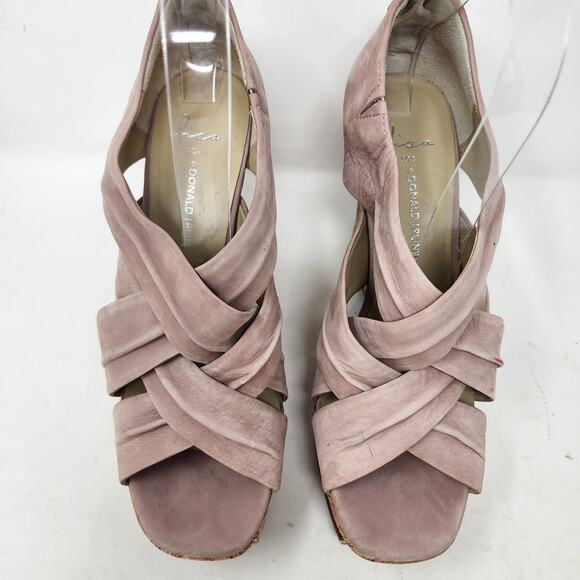 Lisa for Donald J. Pliner Platform Wedge Sameh Leather Back Zip Women Mauve 8.5M - Picture 4 of 15